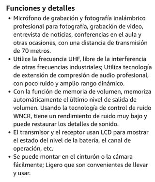 Micrófono inalámbrico wireless MC-8 Hafoko