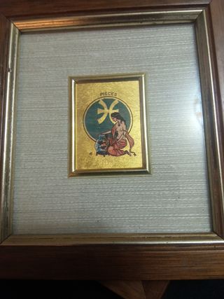 6 ANTIGUA CROMO LITOGRAFÍAS ORO FOGLIA 23KT