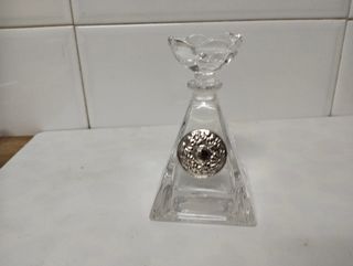 Botella  tocador de cristal con plata