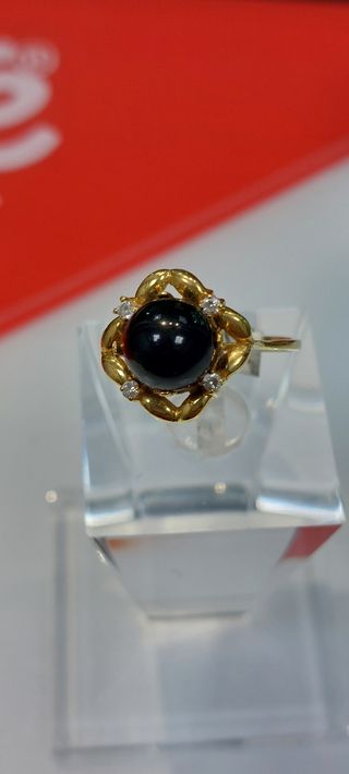 anillo oro 18k. diamantes y turmalina