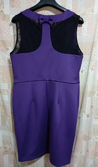 Nuevo A Estrenar.Vestido Fiesta morado con encaje