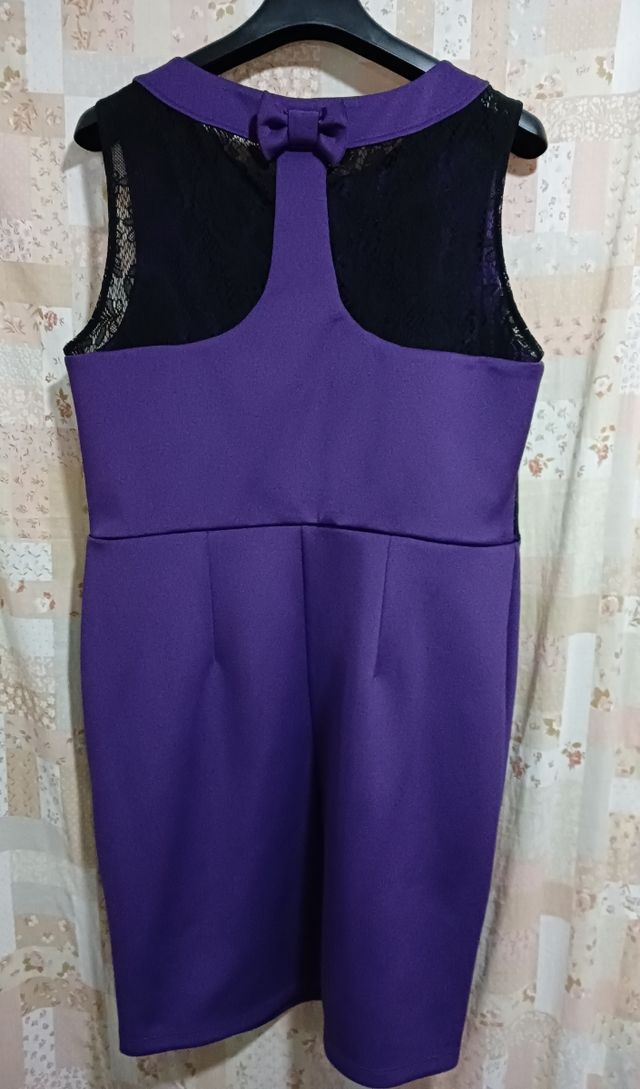 Nuevo A Estrenar.Vestido Fiesta morado con encaje