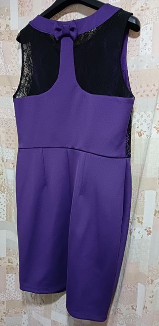 Nuevo A Estrenar.Vestido Fiesta morado con encaje