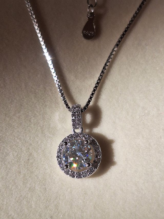 Collana diamante moissanite ct.1 su argento s925