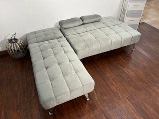 SOFA CAMA GRIS TERCIOPELO *AROA XS* NUEVOS