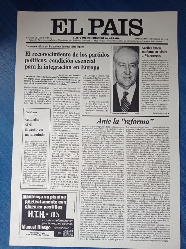 Primera portada de El País