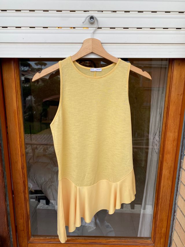 Zara donna canottiera gialla giallo taglia s