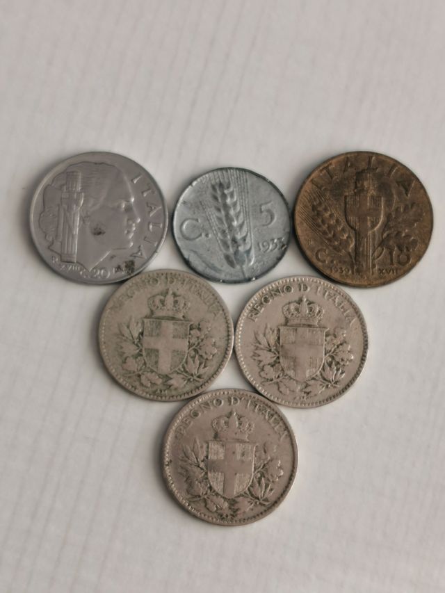 N.6 Monete rare italiane del regno d'Italia. 