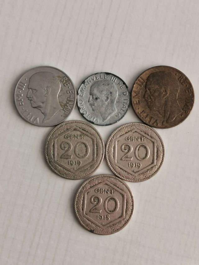 N.6 Monete rare italiane del regno d'Italia. 
