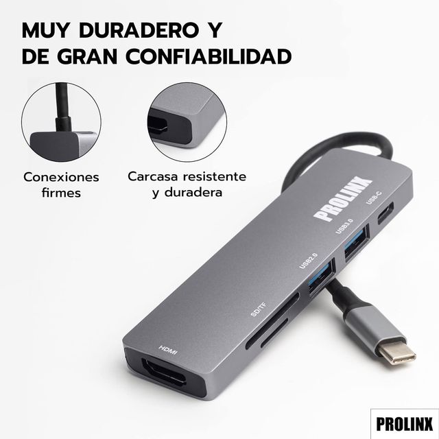 Hub USB C, Adaptador Multipuerto 6 en 1