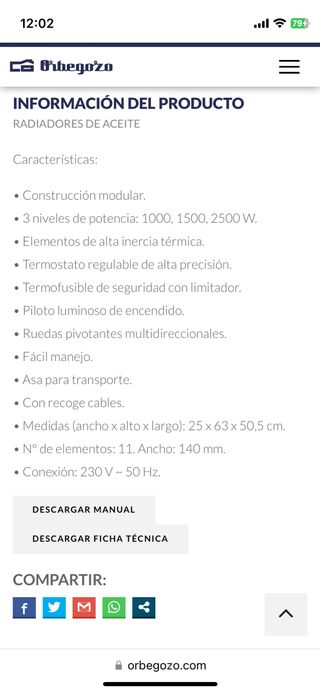 Radiador eléctrico de aceite Orbegozo