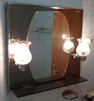 ESPEJO DE BAÑO VINTAGE CON 2 APLIQUES