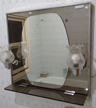 ESPEJO DE BAÑO VINTAGE CON 2 APLIQUES
