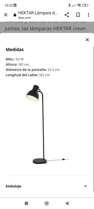 Lámpara pie IKEA