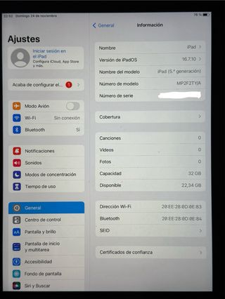 Apple iPad 5 generación Wifi