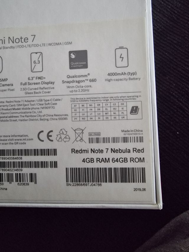 XIAOMI RED MI NOTE 7