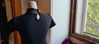 top nero e guanti leopardati vintage lana