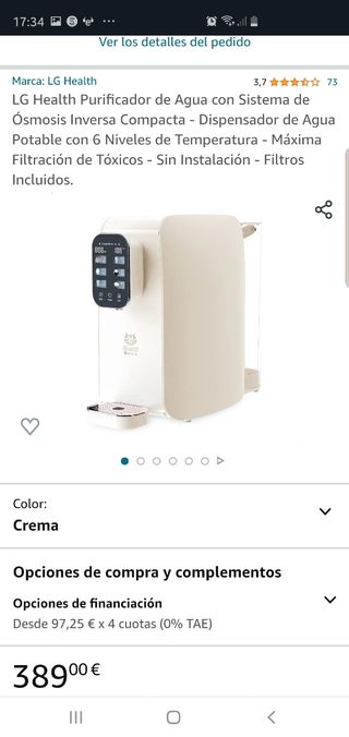 Filtro con 6 temperaturas sin instalación.