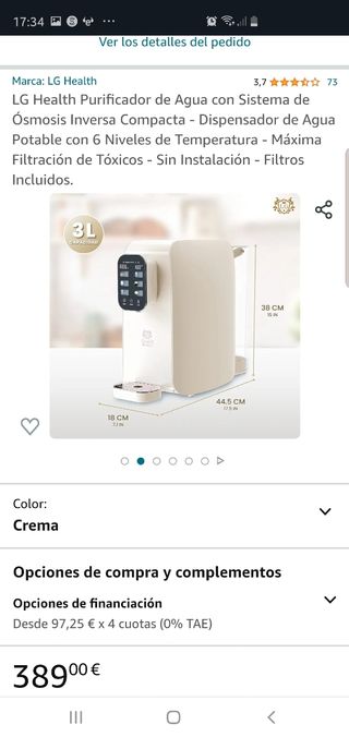 Filtro con 6 temperaturas sin instalación.