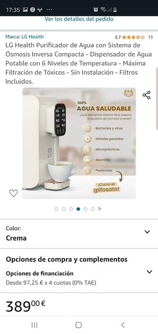 Filtro con 6 temperaturas sin instalación.