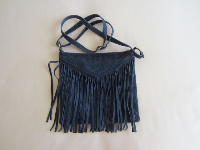 Bolso de piel boho azul marino