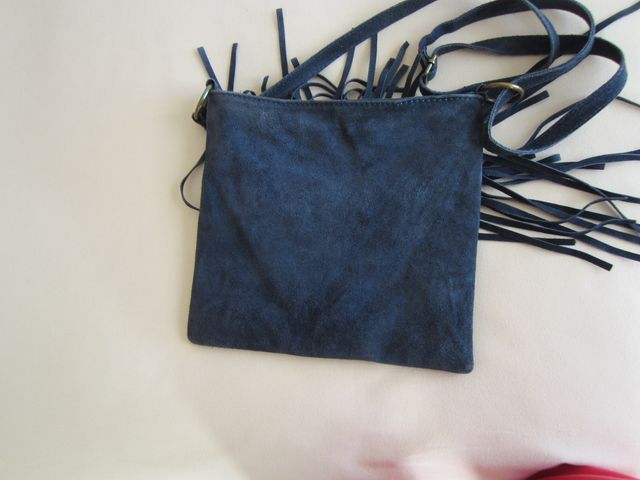 Bolso de piel boho azul marino