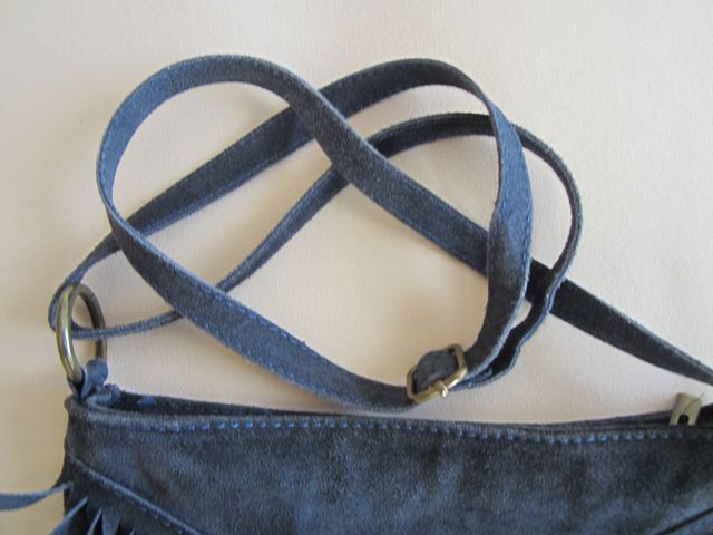 Bolso de piel boho azul marino