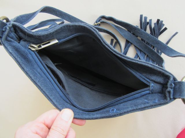 Bolso de piel boho azul marino