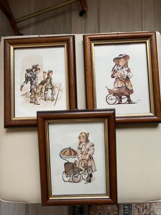 Set quadri stampe vintage - cornice in legno