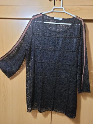 Camisa Encaje fiesta Violeta By Mango