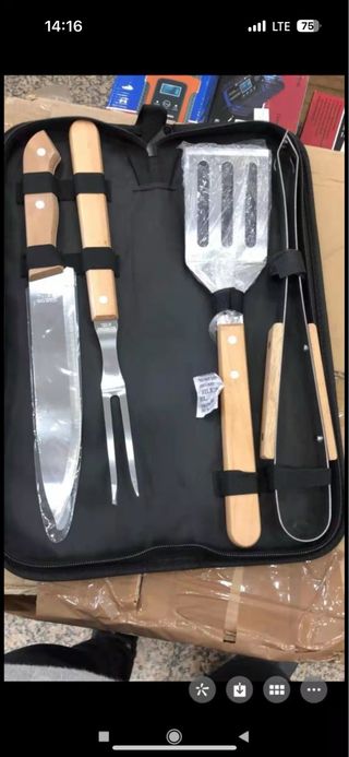 juego pinzas barbacoa nuevo