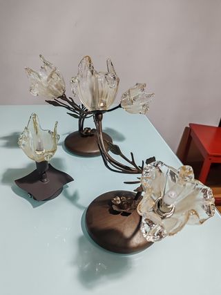 Juego 3 lámparas forja/metal