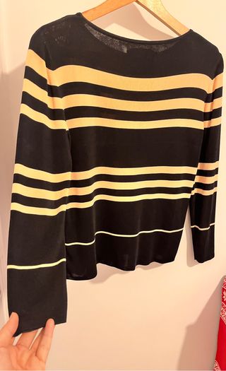 Camiseta negra beige viscosa 100%nueva S rayos