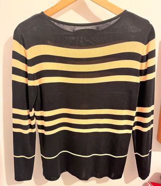 Camiseta negra beige viscosa 100%nueva S rayos