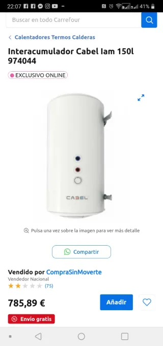 Termo eléctrico acumulador cabel 150l.