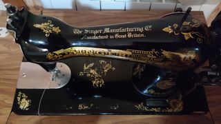 Maquina antigua de coser singer con mueble...