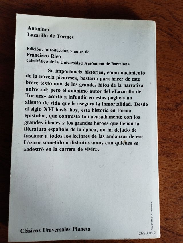 Libro lazarillo de Tormes