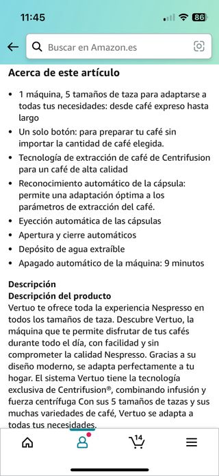 Cafetera Nespresso 70 capsulas regalo