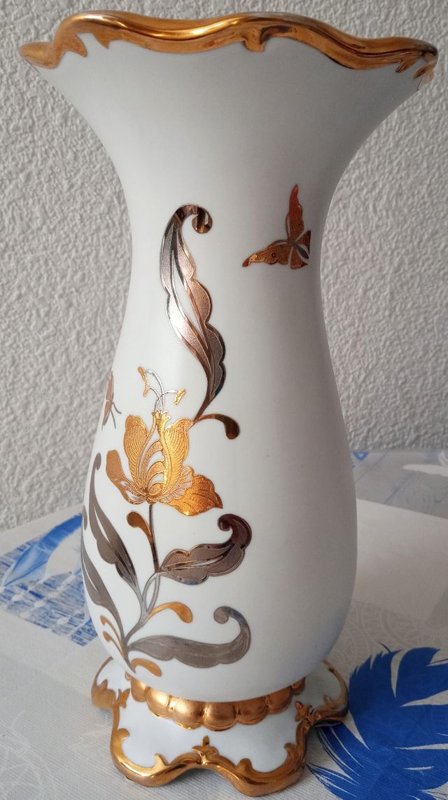 Porcelain vase Bohemia gold and silver