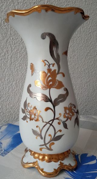 Porcelain vase Bohemia gold and silver