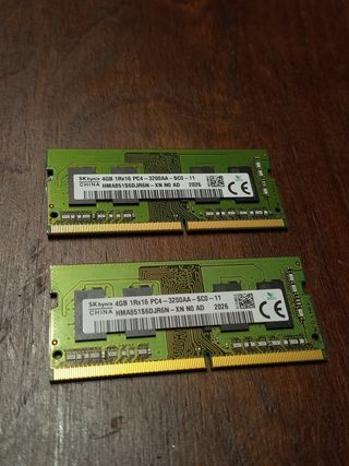 2 Memorias RAM portátil 4GB DDR4 3200MHz
