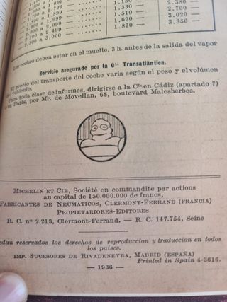 Guia Michelin año 1936 España y Portugal