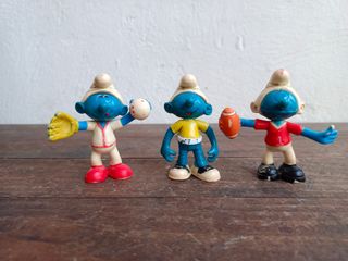 3 figuras antiguos pitufos 