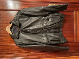 cazadora cuero vintage unisex tipo bomber