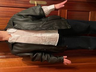 cazadora cuero vintage unisex tipo bomber