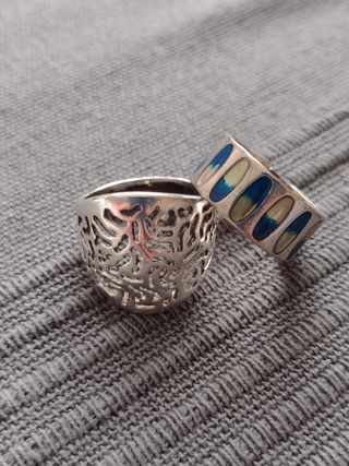 anillo plata calado y con esmalte azul