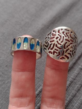 anillo plata calado y con esmalte azul