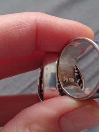 anillo plata calado y con esmalte azul