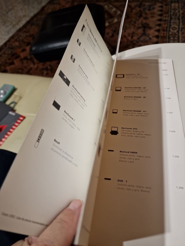 Folleto listado de precios Bang Olufsen del 2002