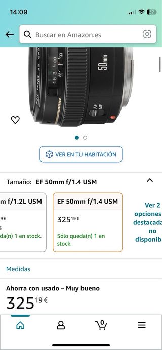 objetivo canon 50mm 1.4